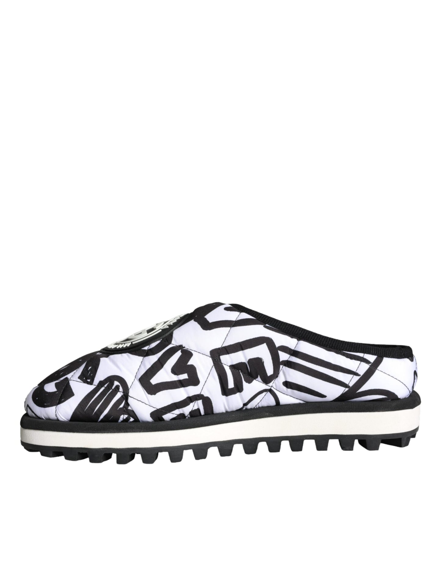 Dolce & Gabbana Black White Quilted Logo Sandals Slides Shoes Dolce & Gabbana