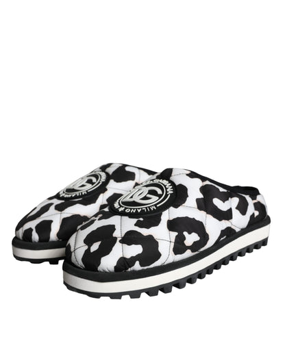 Dolce & Gabbana Black White Quilted Logo Sandals Slides Shoes Dolce & Gabbana