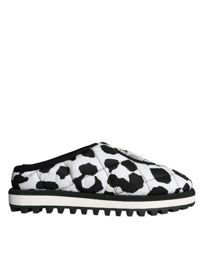 Dolce & Gabbana Black White Quilted Logo Sandals Slides Shoes Dolce & Gabbana