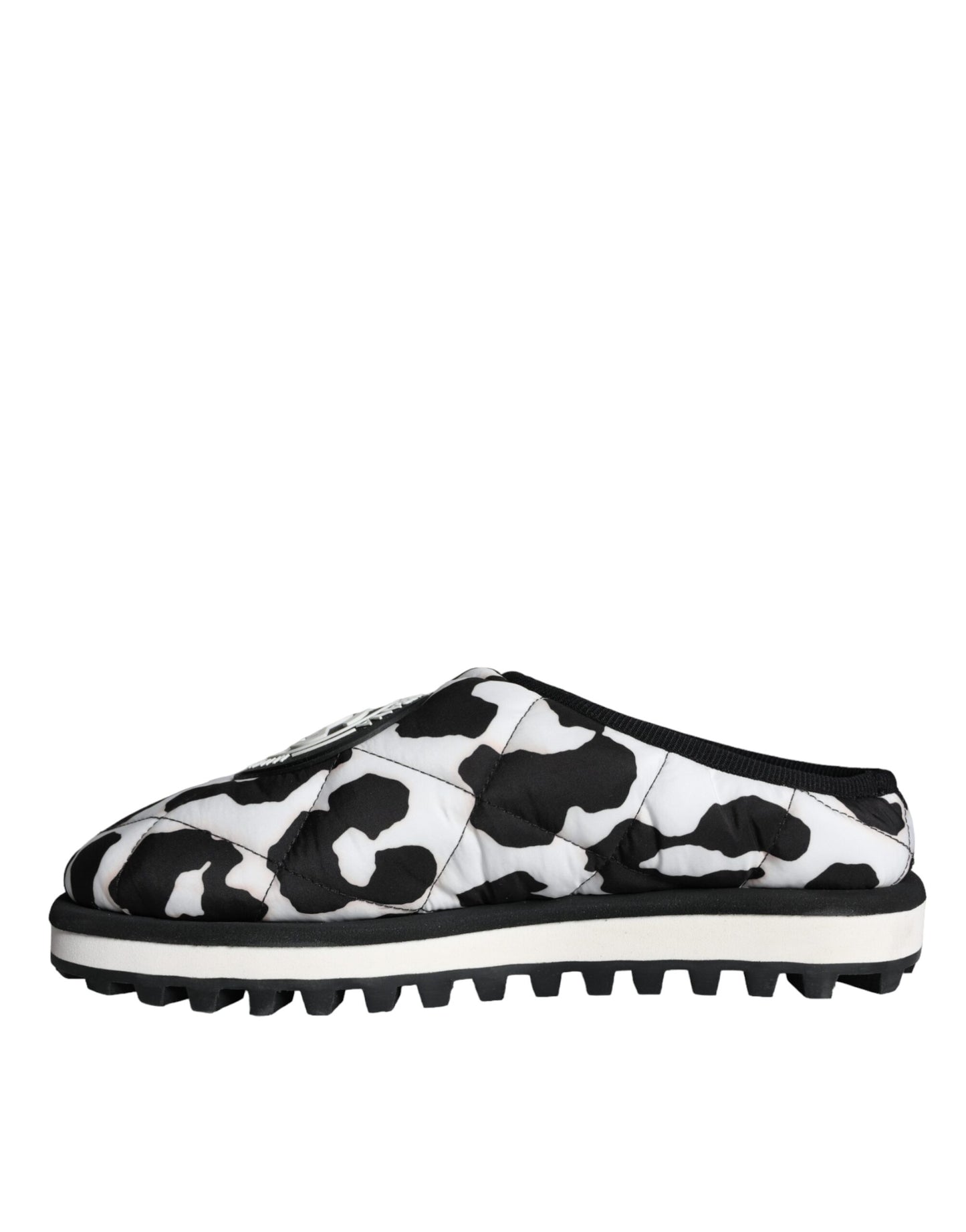 Dolce & Gabbana Black White Quilted Logo Sandals Slides Shoes Dolce & Gabbana