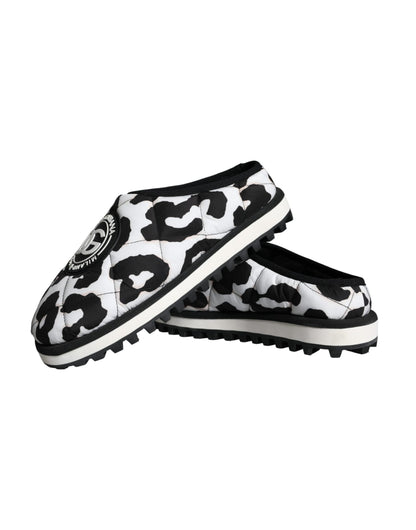 Dolce & Gabbana Black White Quilted Logo Sandals Slides Shoes Dolce & Gabbana