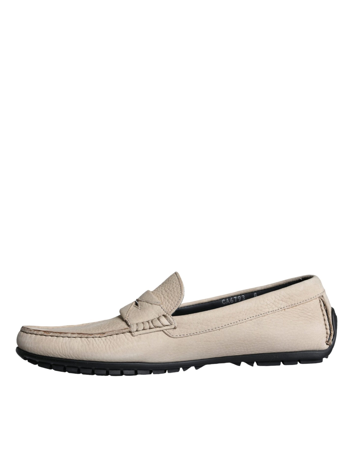 Dolce & Gabbana Beige Leather Slip Mocassin Loafers Men Shoes Dolce & Gabbana