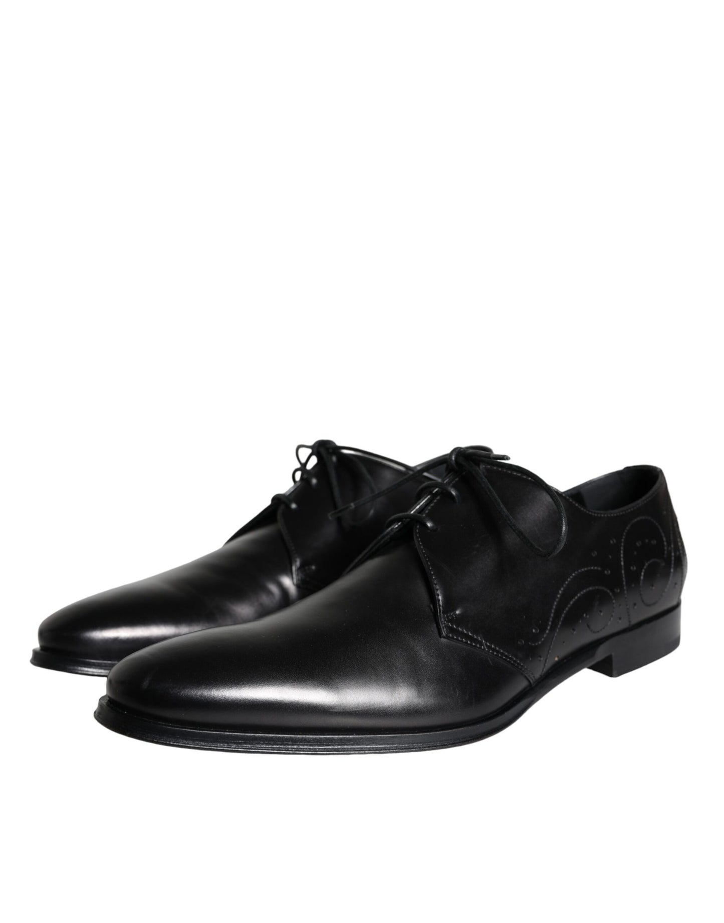 Dolce & Gabbana Black Calfskin Leather Derby Men Dress Shoes Dolce & Gabbana