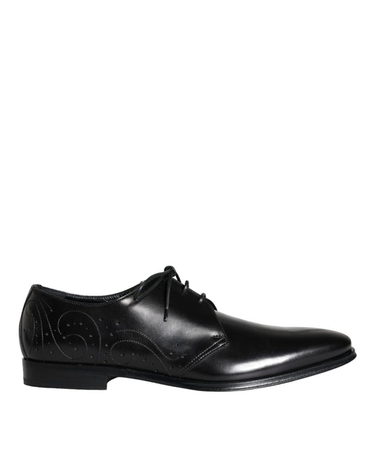 Dolce & Gabbana Black Calfskin Leather Derby Men Dress Shoes Dolce & Gabbana