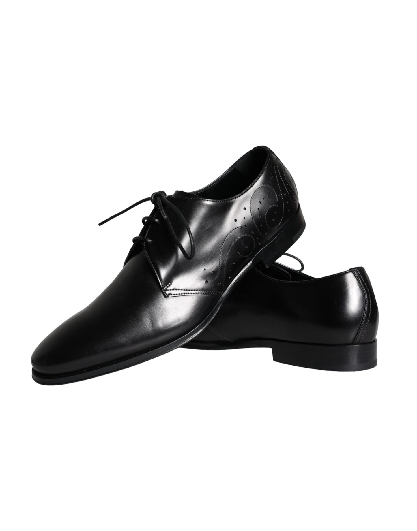 Dolce & Gabbana Black Calfskin Leather Derby Men Dress Shoes Dolce & Gabbana