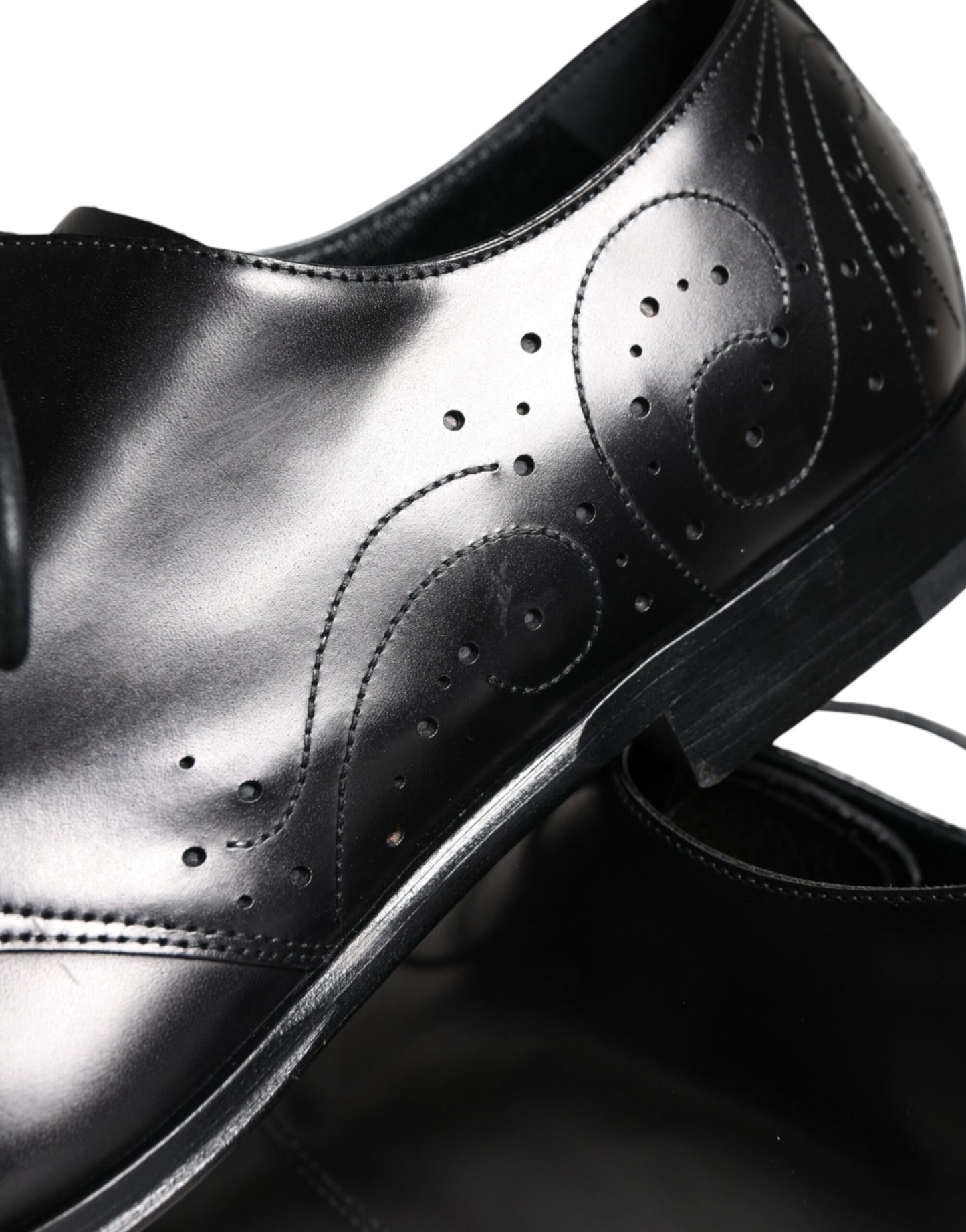 Dolce & Gabbana Black Calfskin Leather Derby Men Dress Shoes Dolce & Gabbana