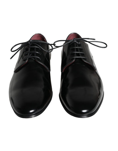 Dolce & Gabbana Black Calfskin Leather Derby Dress Men Shoes Dolce & Gabbana