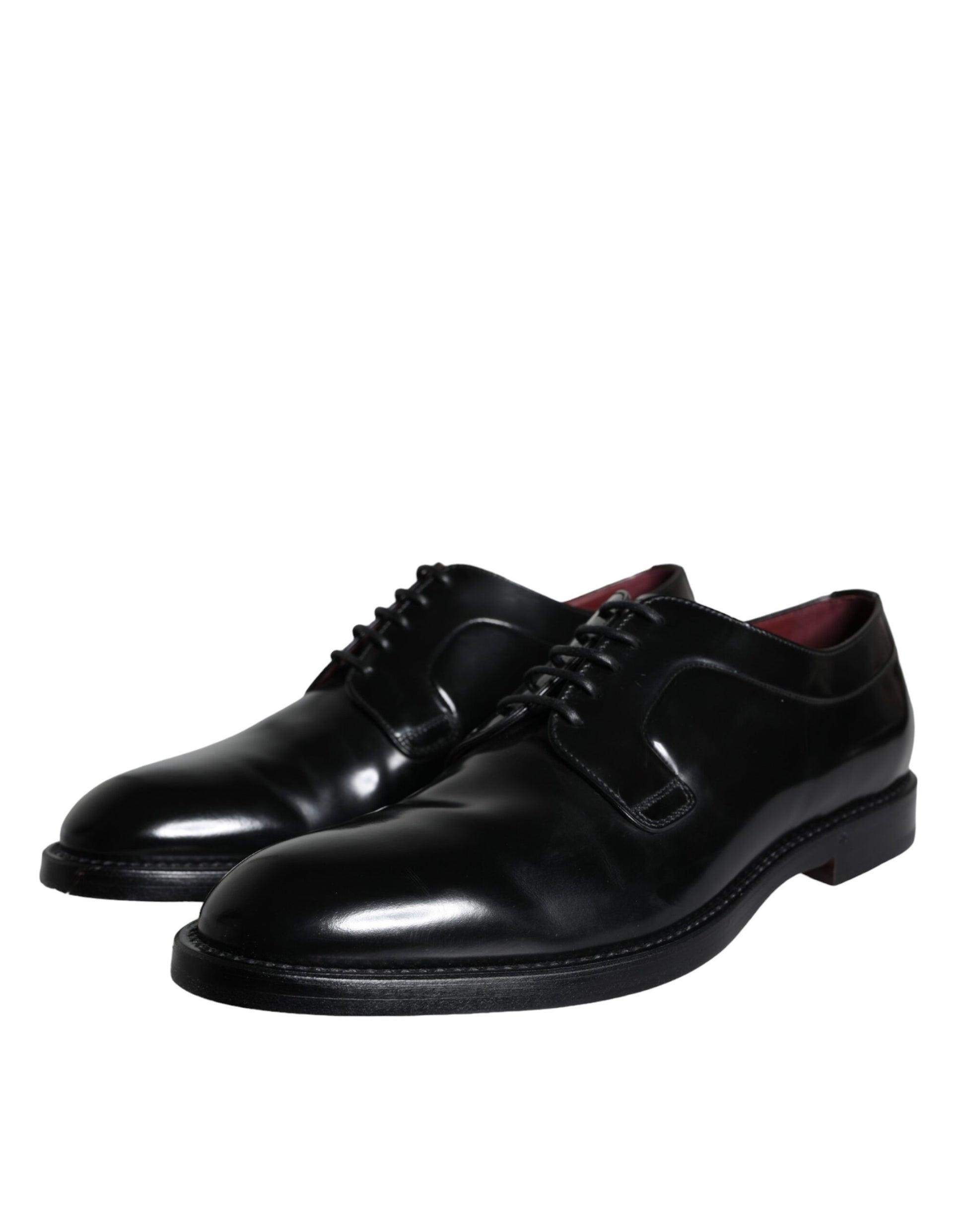 Dolce & Gabbana Black Calfskin Leather Derby Men Dress Shoes