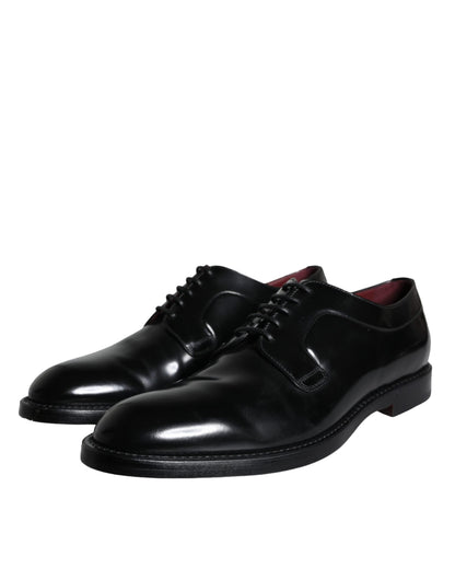 Dolce & Gabbana Black Calfskin Leather Derby Men Dress Shoes Dolce & Gabbana