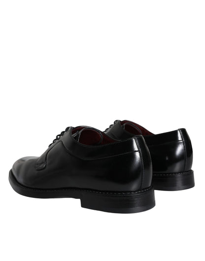 Dolce & Gabbana Black Calfskin Leather Derby Men Dress Shoes Dolce & Gabbana