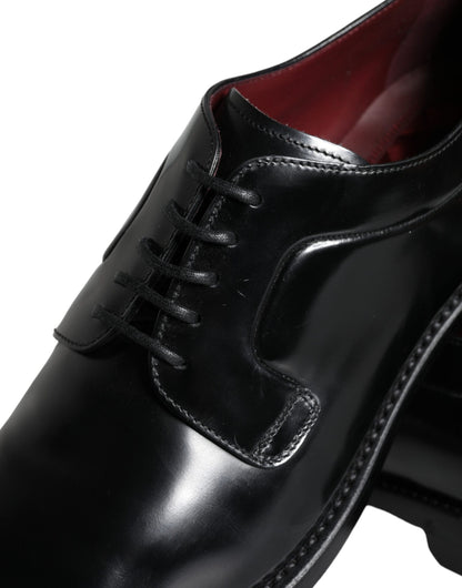 Dolce & Gabbana Black Calfskin Leather Derby Men Dress Shoes Dolce & Gabbana