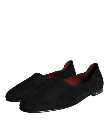 Dolce & Gabbana Black Suede Loafers Formal Slip On Shoes Dolce & Gabbana