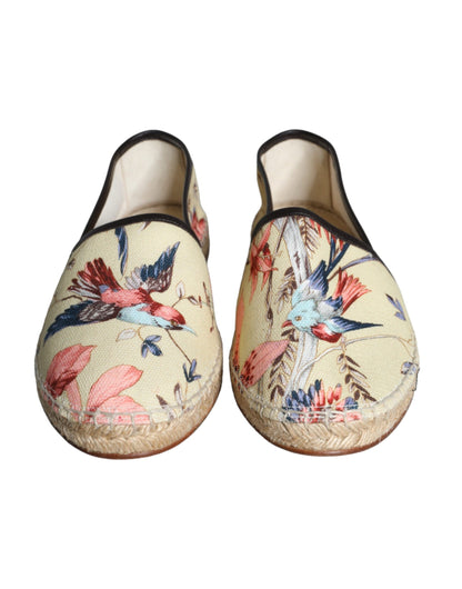 Dolce & Gabbana Beige Floral Canvas Espadrilles Slip On Shoes Dolce & Gabbana