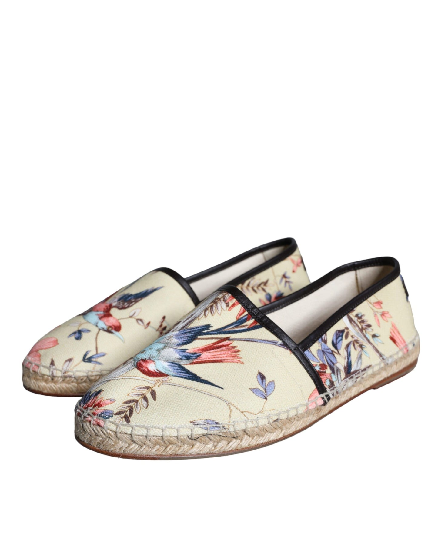 Dolce & Gabbana Beige Floral Canvas Espadrilles Slip On Shoes Dolce & Gabbana