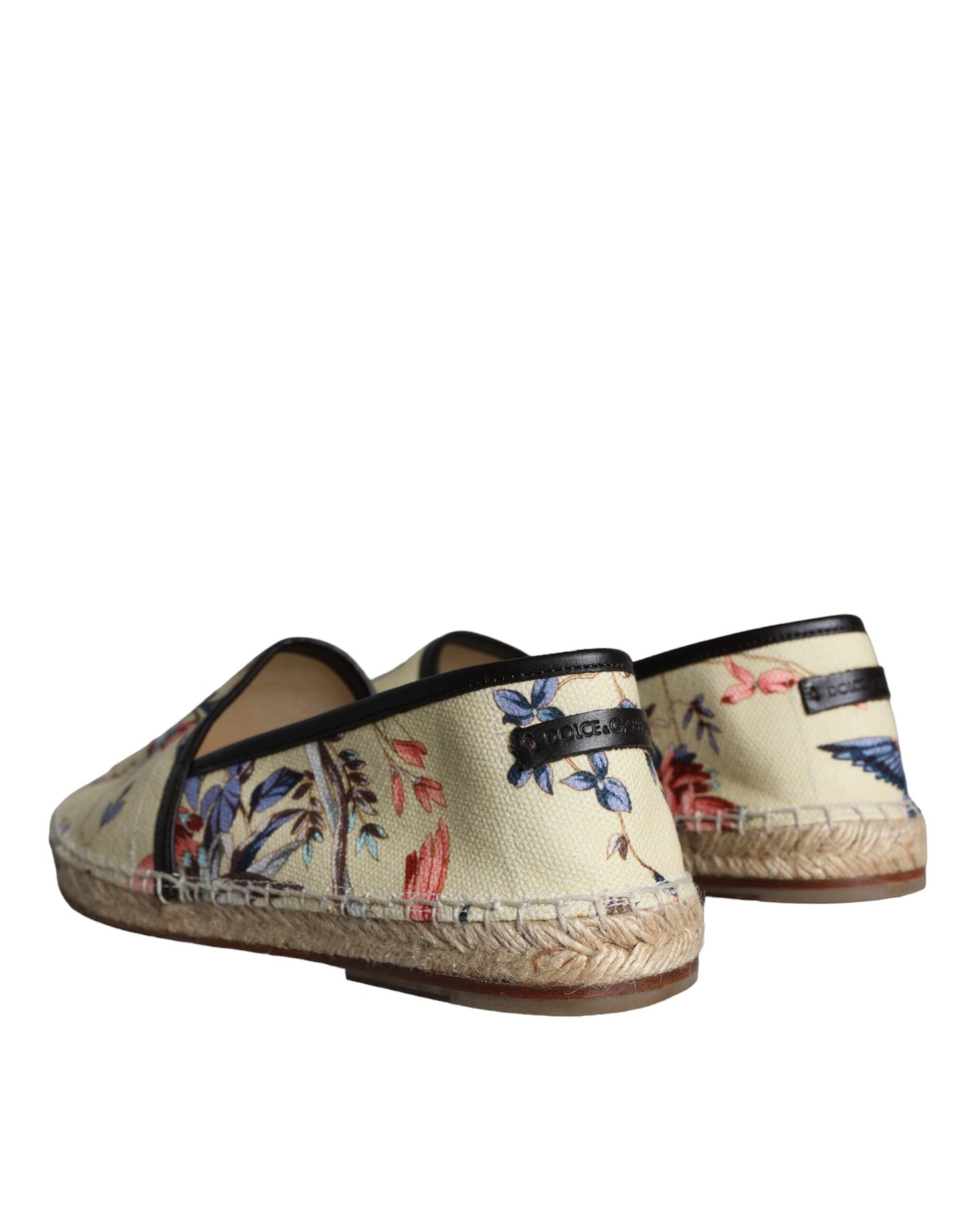 Dolce & Gabbana Beige Floral Canvas Espadrilles Slip On Shoes Dolce & Gabbana