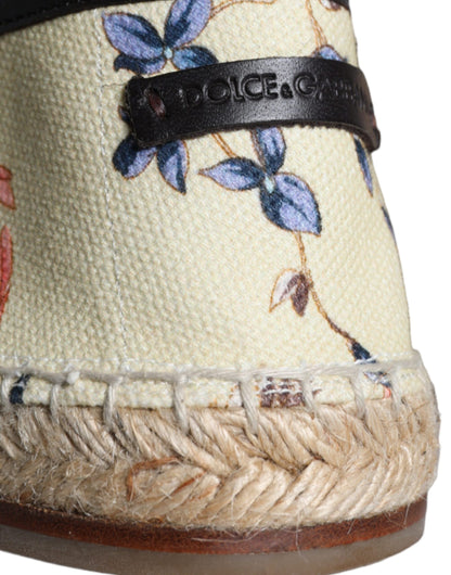 Dolce & Gabbana Beige Floral Canvas Espadrilles Slip On Shoes Dolce & Gabbana