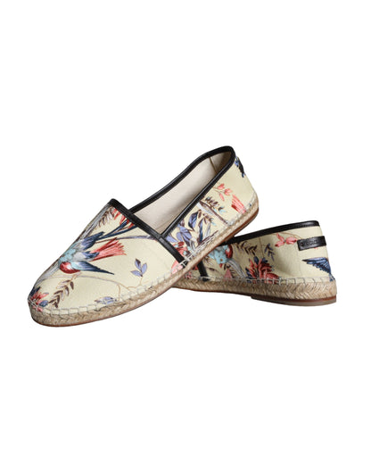 Dolce & Gabbana Beige Floral Canvas Espadrilles Slip On Shoes Dolce & Gabbana