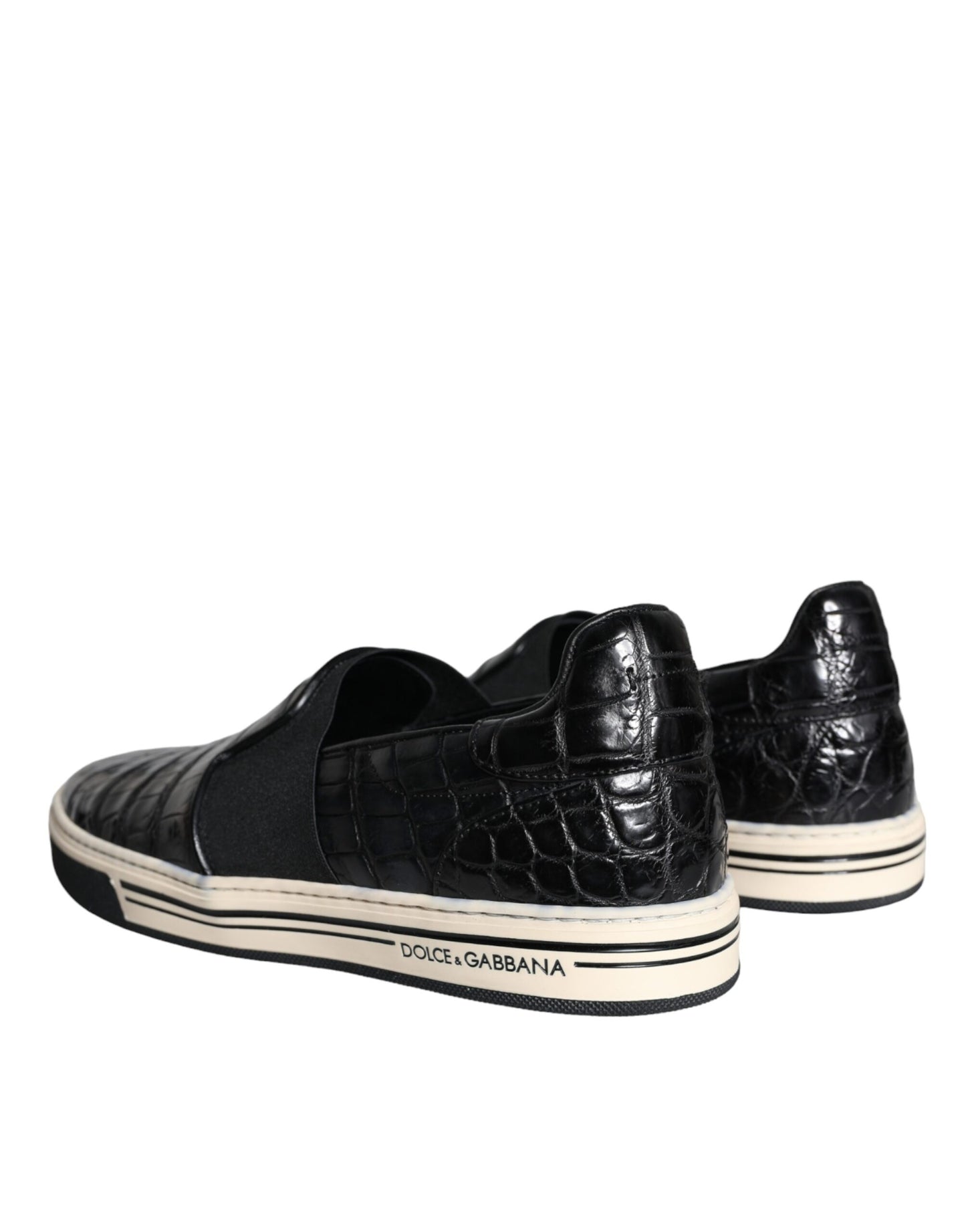 Dolce & Gabbana Black Leather Loafers Slippers Casual Shoes Dolce & Gabbana