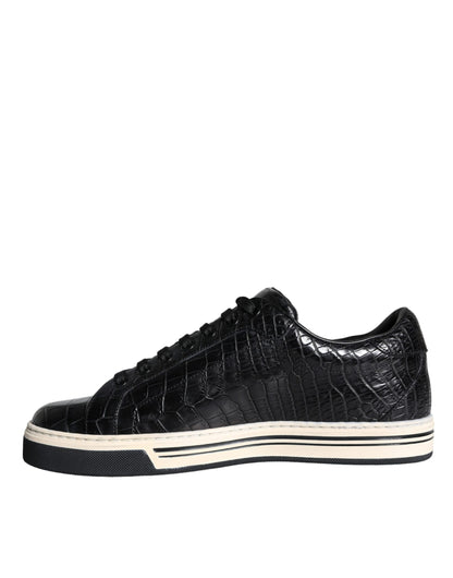 Dolce & Gabbana Black Leather Men Low Top Sneakers Shoes Dolce & Gabbana