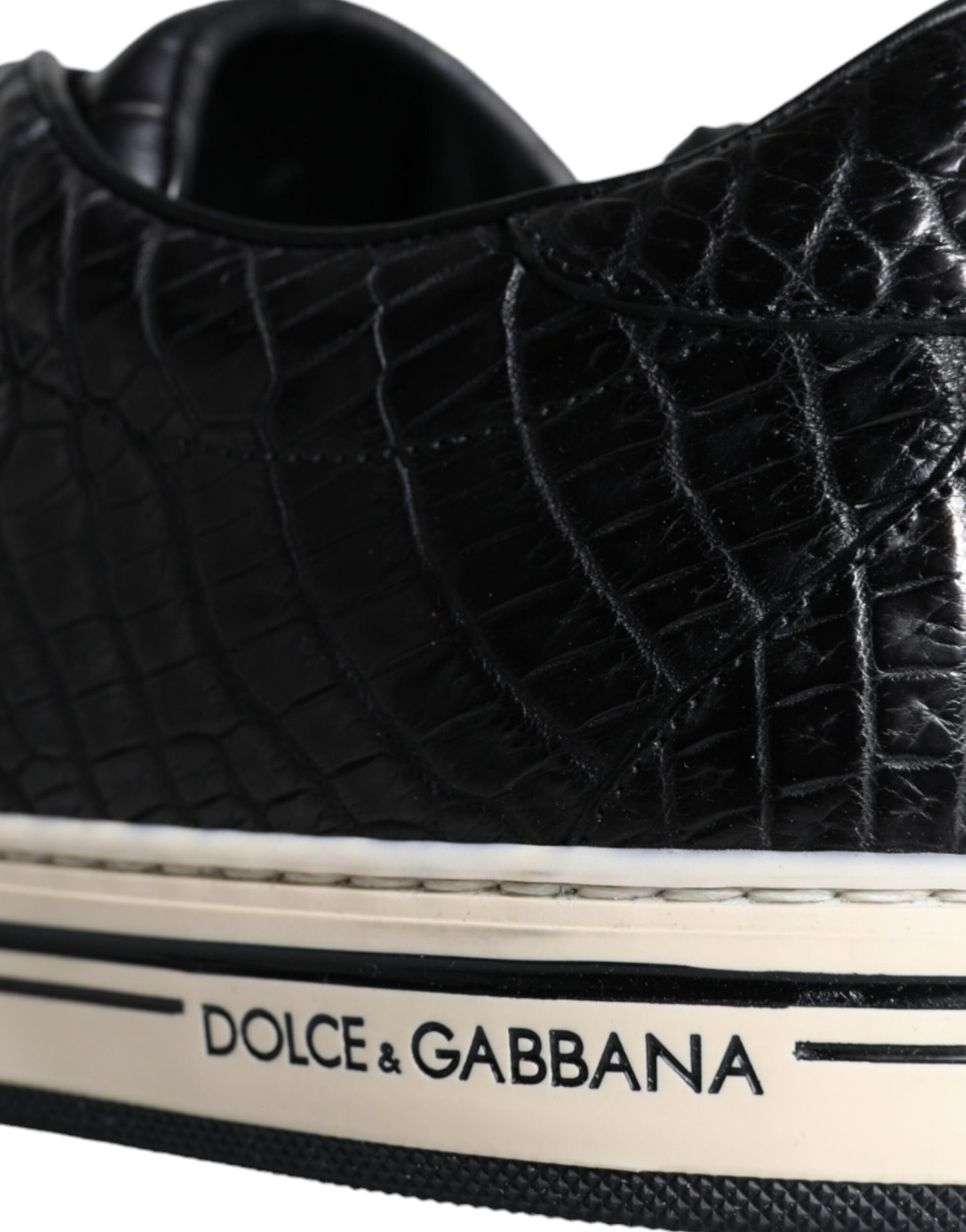 Dolce & Gabbana Black Leather Men Low Top Sneakers Shoes Dolce & Gabbana