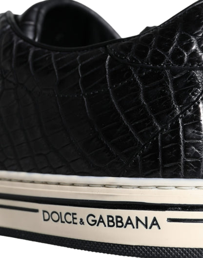 Dolce & Gabbana Black Leather Men Low Top Sneakers Shoes Dolce & Gabbana