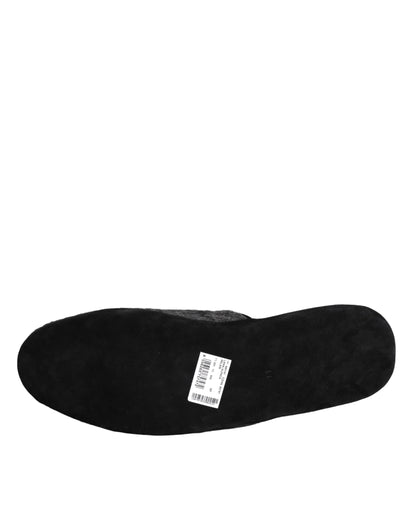 Dolce & Gabbana Black Faux Fur Slides Slippers Slip On Shoes Dolce & Gabbana