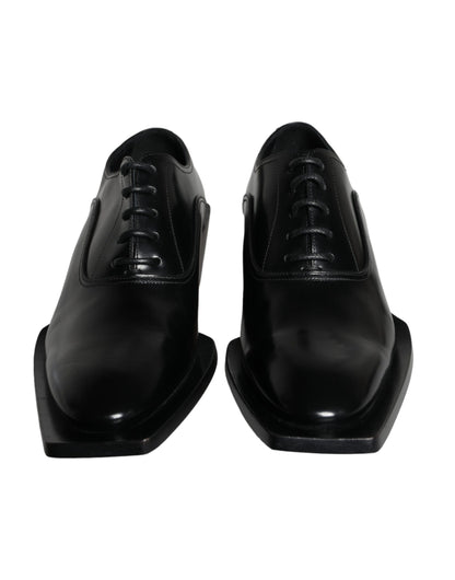 Dolce & Gabbana Black Calfskin Leather Derby Dress Men Shoes Dolce & Gabbana