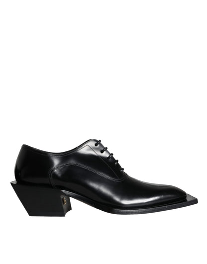 Dolce & Gabbana Black Calfskin Leather Derby Dress Men Shoes Dolce & Gabbana