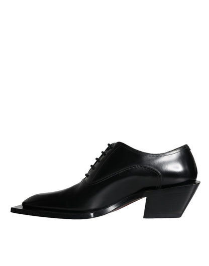 Dolce & Gabbana Black Calfskin Leather Derby Dress Men Shoes Dolce & Gabbana