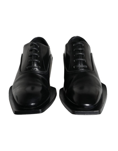 Dolce & Gabbana Black Calfskin Leather Derby Dress Men Shoes Dolce & Gabbana