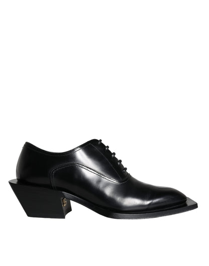 Dolce & Gabbana Black Calfskin Leather Derby Dress Men Shoes Dolce & Gabbana