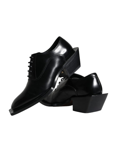 Dolce & Gabbana Black Calfskin Leather Derby Dress Men Shoes Dolce & Gabbana