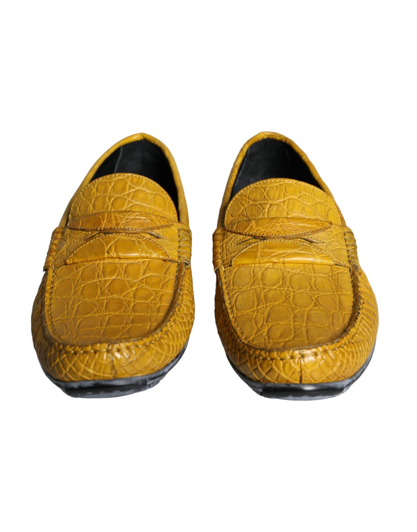 Dolce & Gabbana Yellow Leather Slip Mocassin Loafers Shoes Dolce & Gabbana