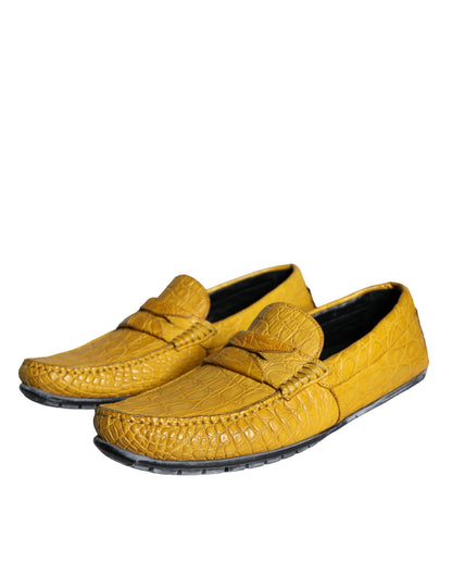 Dolce & Gabbana Yellow Leather Slip Mocassin Loafers Shoes Dolce & Gabbana