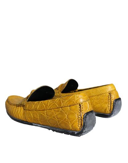 Dolce & Gabbana Yellow Leather Slip Mocassin Loafers Shoes Dolce & Gabbana