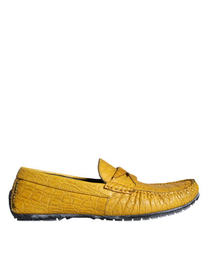 Dolce & Gabbana Yellow Leather Slip Mocassin Loafers Shoes Dolce & Gabbana