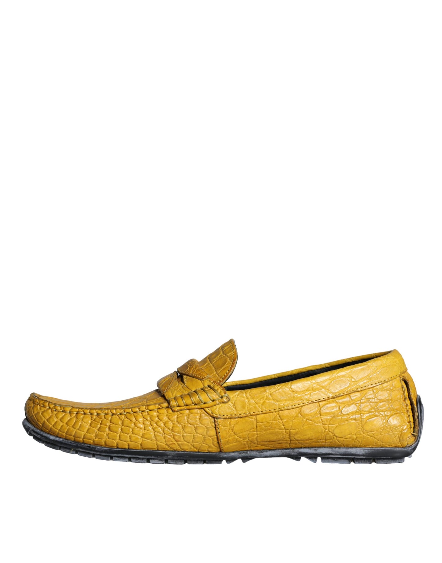 Dolce & Gabbana Yellow Leather Slip Mocassin Loafers Shoes Dolce & Gabbana