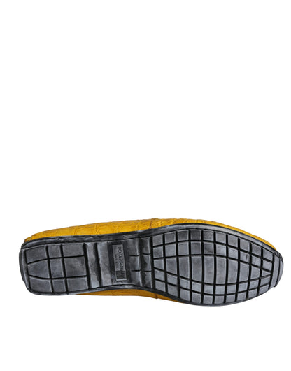 Dolce & Gabbana Yellow Leather Slip Mocassin Loafers Shoes Dolce & Gabbana