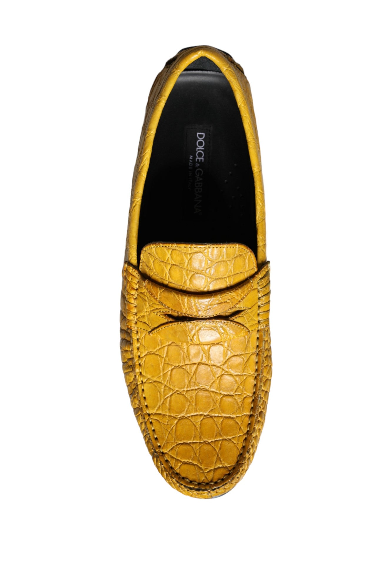 Dolce & Gabbana Yellow Leather Slip Mocassin Loafers Shoes Dolce & Gabbana