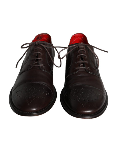 Dolce & Gabbana Brown Calfskin Leather Lace Up Oxford Shoes Dolce & Gabbana