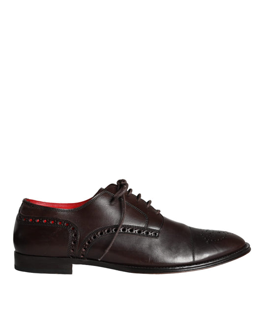 Dolce & Gabbana Brown Calfskin Leather Lace Up Oxford Shoes Dolce & Gabbana