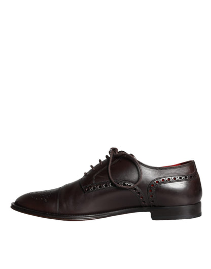 Dolce & Gabbana Brown Calfskin Leather Lace Up Oxford Shoes Dolce & Gabbana