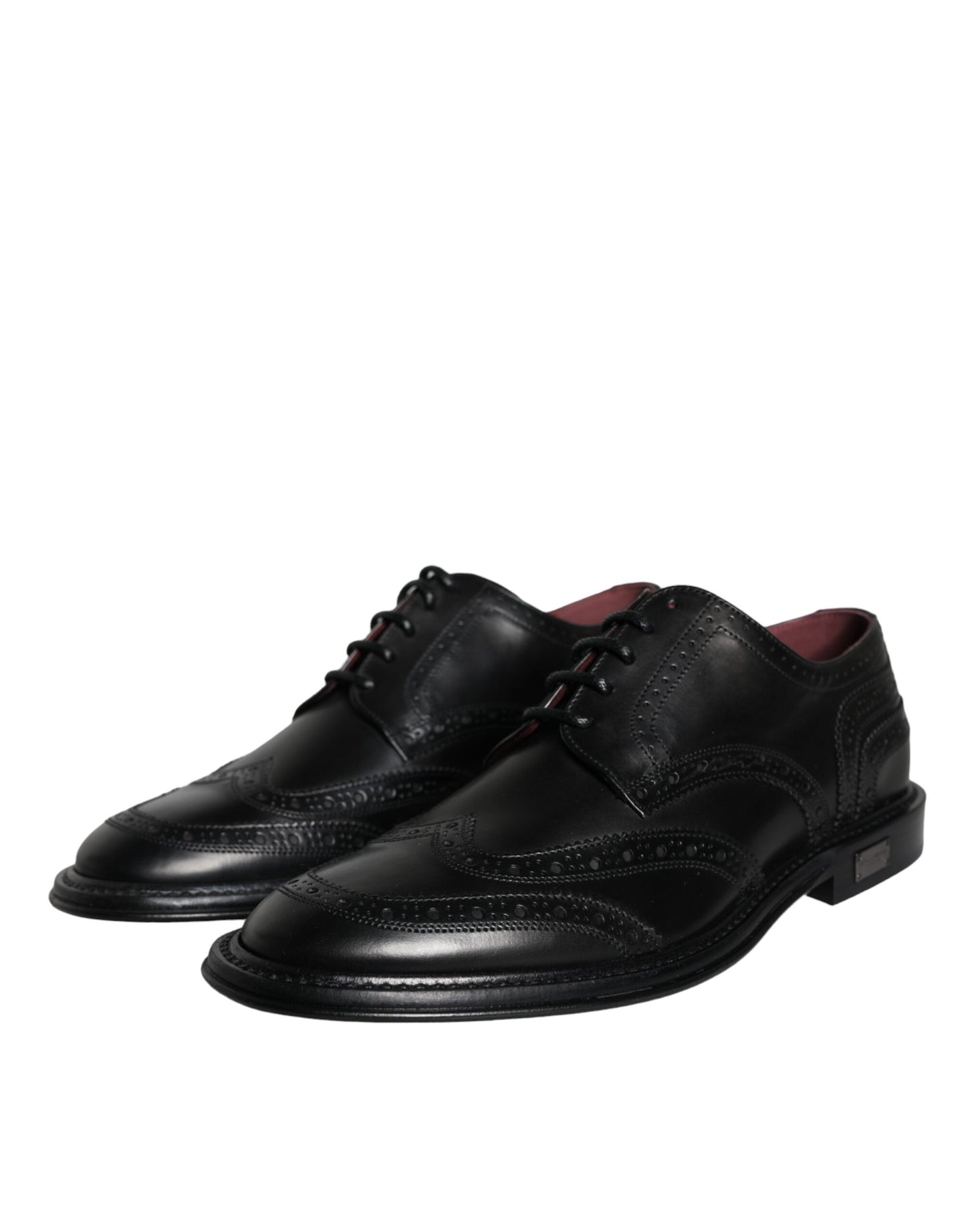 Dolce & Gabbana Black Leather Oxford Wingtip Formal Men Shoes Dolce & Gabbana