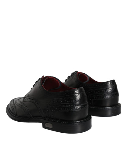 Dolce & Gabbana Black Leather Oxford Wingtip Formal Men Shoes Dolce & Gabbana