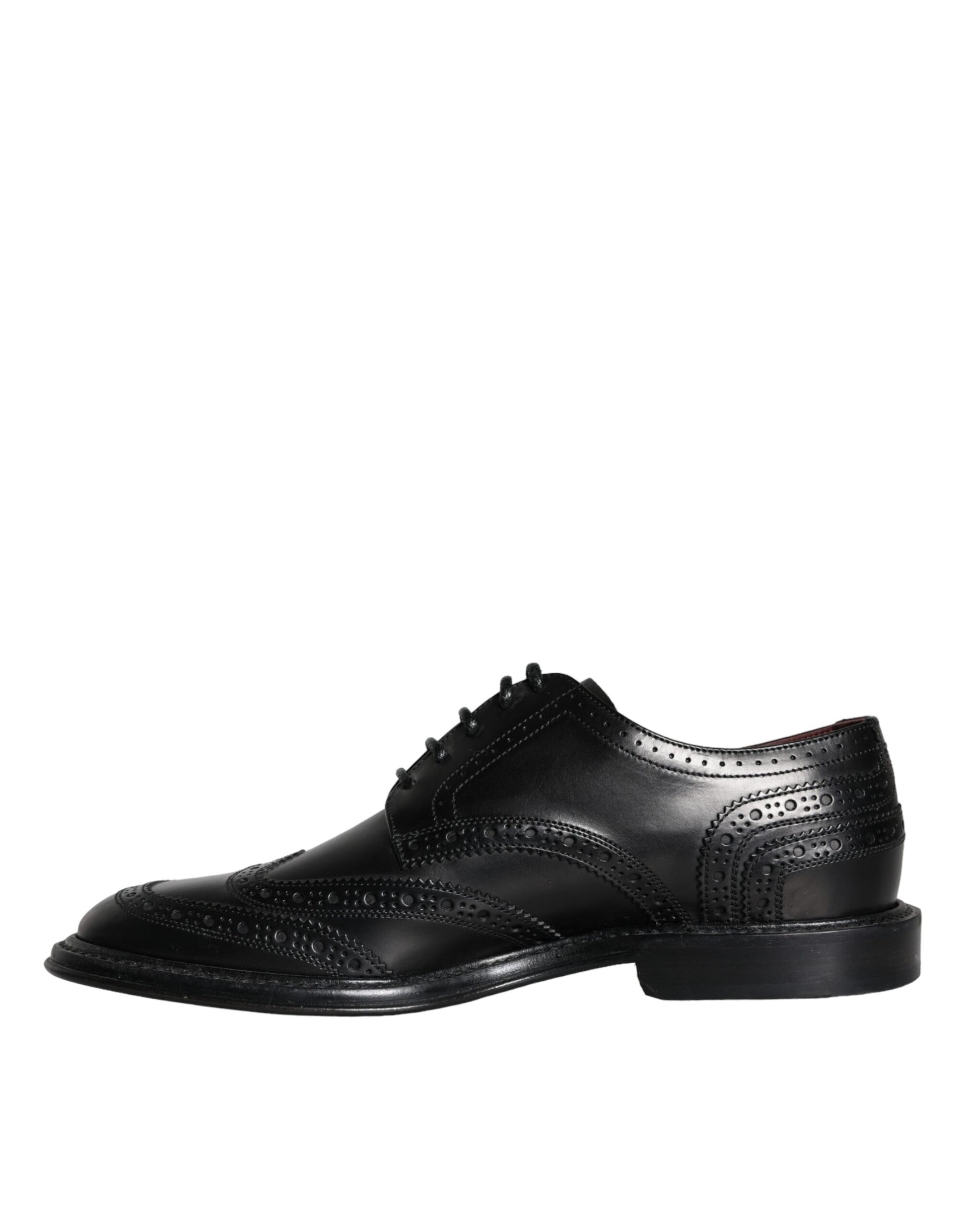 Dolce & Gabbana Black Leather Oxford Wingtip Formal Men Shoes