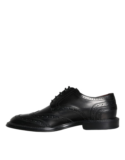 Dolce & Gabbana Black Leather Oxford Wingtip Formal Men Shoes Dolce & Gabbana