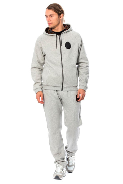 Billionaire Italian Couture Elegant Gray Hooded Cotton Sweatsuit Billionaire Italian Couture