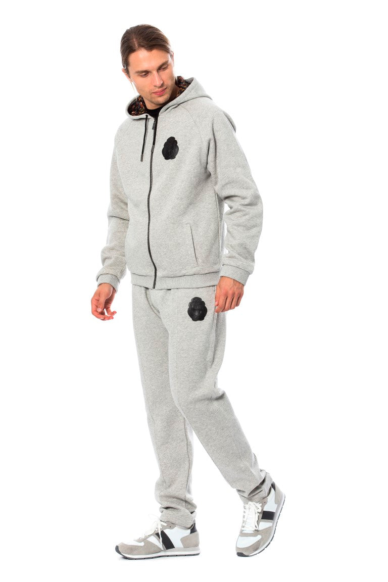 Billionaire Italian Couture Elegant Gray Hooded Cotton Sweatsuit Billionaire Italian Couture