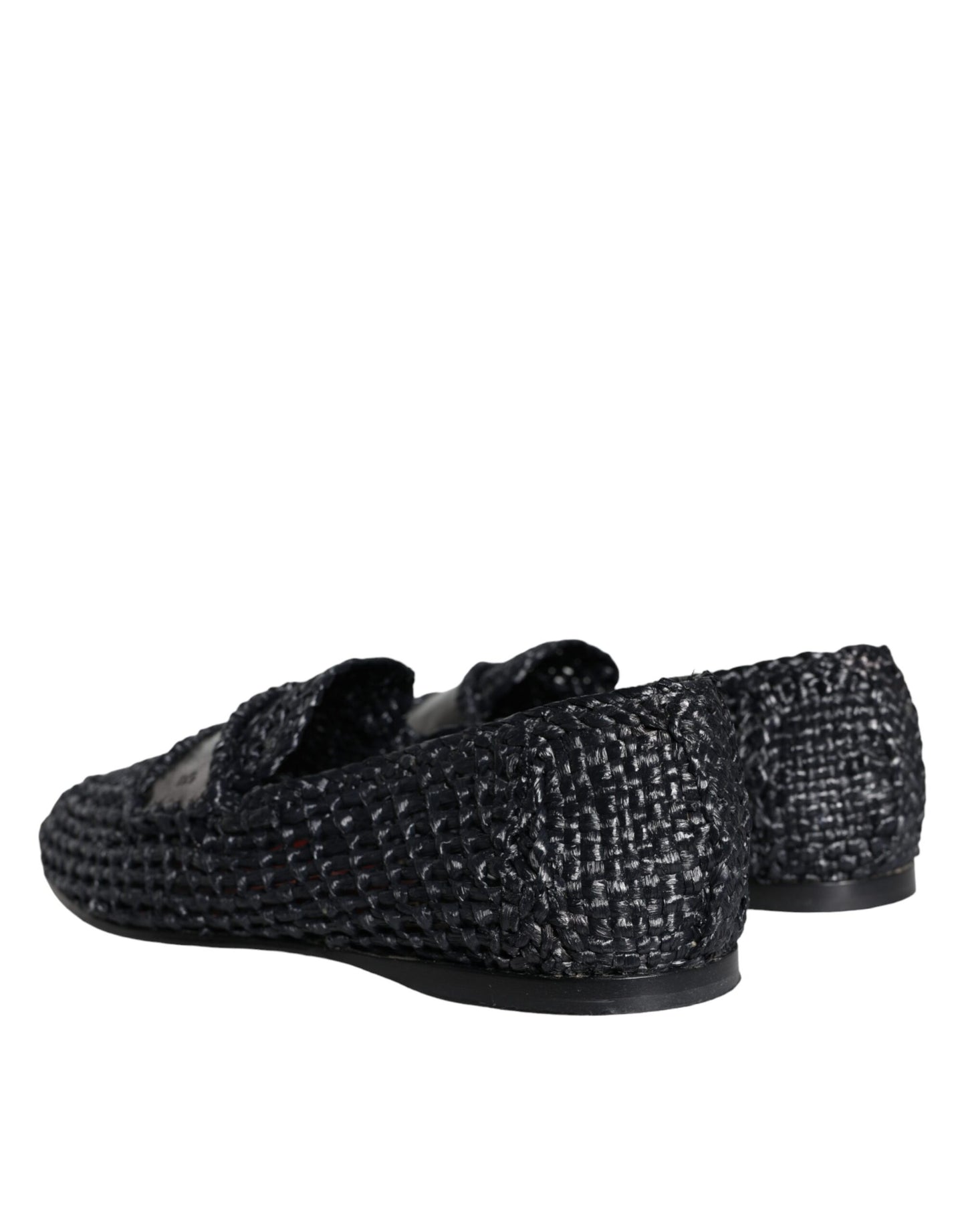 Dolce & Gabbana Black Woven Raffia Slip On Loafers Men Shoes Dolce & Gabbana