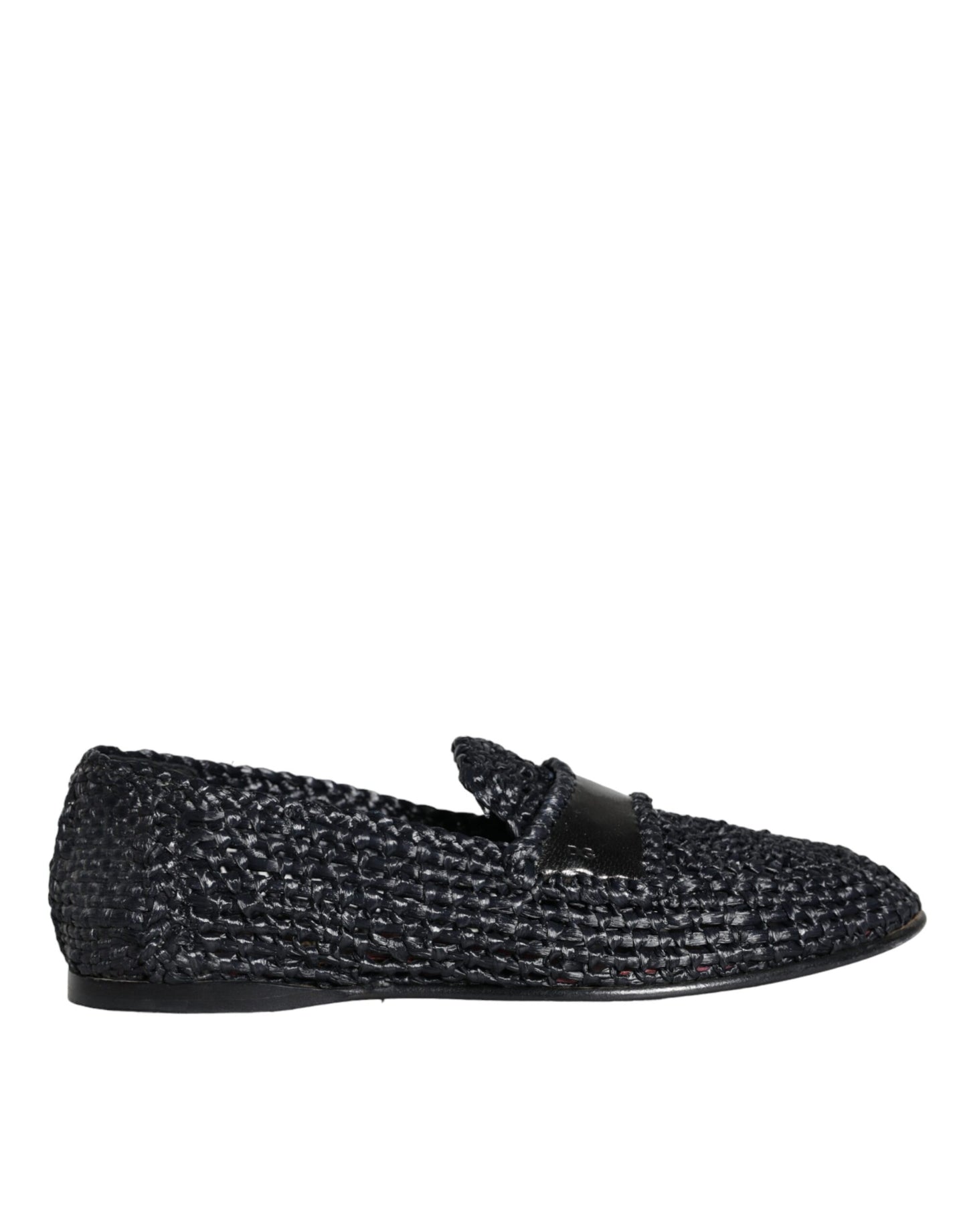 Dolce & Gabbana Black Woven Raffia Slip On Loafers Men Shoes Dolce & Gabbana